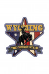 Wyoming - Bucking Bronco with Star & Flag - Contour - Lantern Press Artwork