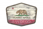 San Diego, California - Rustic California State Flag - Contour