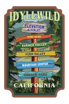 Idyllwild, California - Destination Signpost - Contour - Lantern Press Artwork