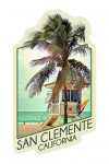 San Clemente, California - Lifeguard Shack & Palm - Contour - Lantern Press Photography