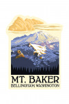 Bellingham, Washington - Mt. Baker with Yellow Clouds - Contour - Lantern Press Artwork
