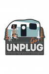Discover the Pacific Northwest - Go Unplug (Retro Camper) - Vector Style - Contour - Lantern Press Artwork