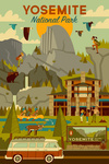Yosemite National Park, California - Half Dome - Lodge - Geometric National Park Series - Lantern Press Artwork