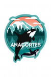 Anacortes, Washington - Orca Whale and Calf - Vector - Contour - Lantern Press Artwork