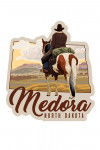 Medora, North Dakota - Cowboy on Ridge - Contour - Lantern Press Artwork