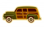 Woody - Station Wagon - Geometric - Contour - Lantern Press Artwork