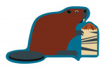 Beaver and Log - Geometric - Contour - Lantern Press Artwork