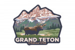Grand Teton National Park, Wyoming - Moose & Mountains - Alt Contour - Lantern Press Artwork