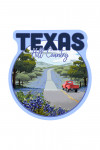 Texas Hill Country, Texas - Bluebonnets & Highway - Circle - Contour - Lantern Press Artwork