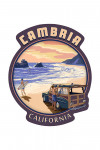 Cambria, California - Woody on Beach - Contour - Lantern Press Artwork