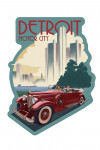 Detroit, Michigan - Vintage Car & Skyline - Contour