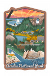 Acadia National Park, Maine - Retro View - Centennial Rubber Stamp - Contour