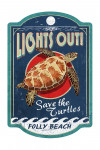 Folly Beach, South Carolina - Sea Turtle Vintage Sign - Contour - Lantern Press Artwork