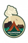 Yellowstone National Park - Geyser & Tent - Contour - Lantern Press Artwork