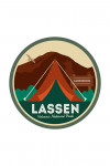 Lassen Volcanic National Park, California - Off the Grid - Tent - Green Bkgd - Contour