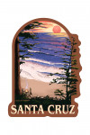 Santa Cruz, California - Sunset & Surfers - Contour - Lantern Press Artwork