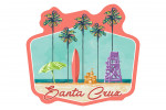 Santa Cruz, California - Tall Palms Beach Scene - Contour - Lantern Press Artwork