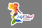 Jekyll Island, Georgia - Mermaid Silhouette - Rainbow Watercolor - Contour - Lantern Press Artwork