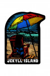 Jekyll Island - Beach Chair - Scratchboard - Contour - Lantern Press Artwork