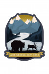 Lake George, New York - Animal Silhouettes - Yellow & Blue - Contour - Lantern Press Artwork