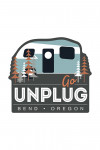 Bend, Oregon - Go Unplug - Retro Camper - Vector - Contour - Lantern Press Artwork