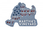 Martha's Vineyard, Massachusetts - Distressed American Flag - Contour