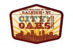Raleigh, North Carolina - Skyline & Sunburst Screenprint Style - Contour - Lantern Press Artwork