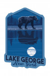 Lake George, New York - Bear & Reflection at Night - Contour - Lantern Press Artwork