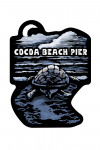 Cocoa Beach Pier, Florida - Sea Turtle on Beach - Scratchboard - Contour - Lantern Press Artwork