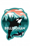 Bellingham, Washington - Orca Whale and Calf - Vector - Contour - Lantern Press Artwork