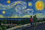 Watkins Glen State Park, New York - Starry Night - Lantern Press Artwork