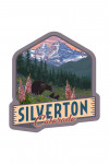 Silverton, Colorado - Bear & Spring Flowers - Contour - Lantern Press Artwork