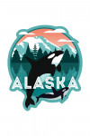Alaska - Orca Whale and Calf - Vector - Contour