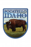 Pocatello, Idaho - Bison Scene - Contour - Lantern Press Artwork