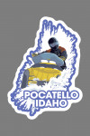 Pocatello, Idaho - Snowmobile Scene - Contour - Lantern Press Artwork