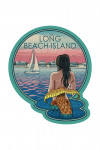 Long Beach Island, New Jersey - Mermaid & Beach - Woodblock - Contour