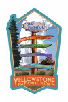 Yellowstone National Park, Wyoming - Signpost - Contour - Lantern Press Artwork