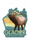 Glacier National Park, Montana - Elk - Lithograph - Contour