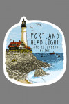 Portland Head Lighthouse, Maine - Line Drawing - Contour - Lantern Press Artwork