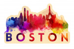 Boston, Massachusetts - Skyline Abstract (Cream) - Contour - Lantern Press Artwork