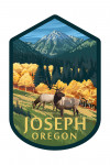Joseph, Oregon - Elk & Mountains - Contour - Lantern Press Artwork
