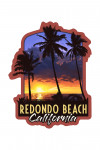 Redondo Beach, California - Palms & Sunset - Contour - Lantern Press Artwork