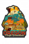 Oregon - Pacific Wonderland - Geometric - Contour - Lantern Press Artwork