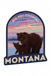 Montana - Big Sky Country - Bear and Cub - Contour - Lantern Press Artwork