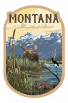Montana - Moose & Marsh Scene - Contour