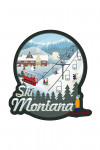 Montana - Retro Scene Ski Resort - Contour - Lantern Press Artwork