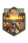 Los Angeles, California - Woodies & Sunset - Contour - Lantern Press Artwork