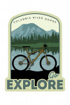 Columbia River Gorge, Washington & Oregon - Go Explore - Bike - Contour - Lantern Press Artwork