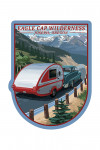 Joseph, Oregon - Eagle Cap Wilderness - Retro Camper on Road - Contour - Lantern Press Artwork