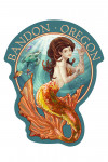 Bandon, Oregon - Mermaid - Contour - Lantern Press Artwork